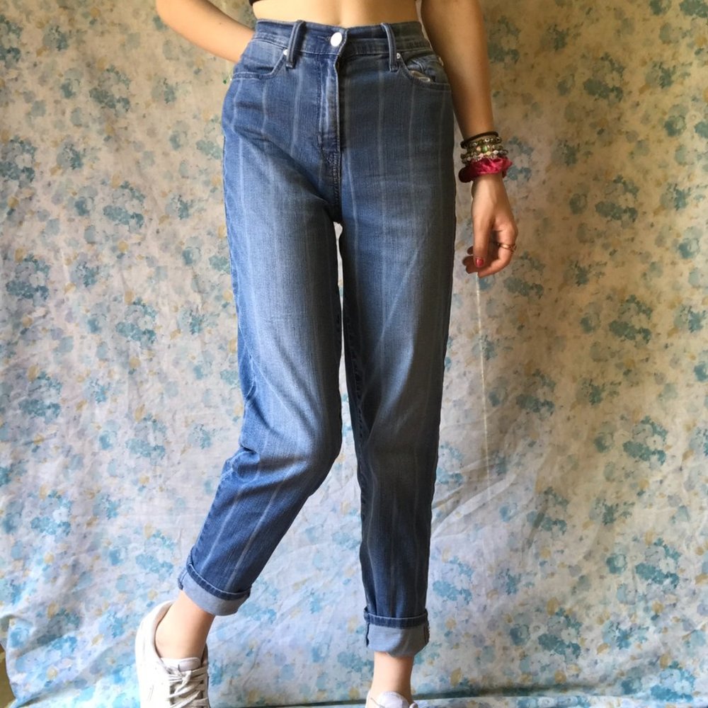 Denizen from levis striped high rise mom jeans